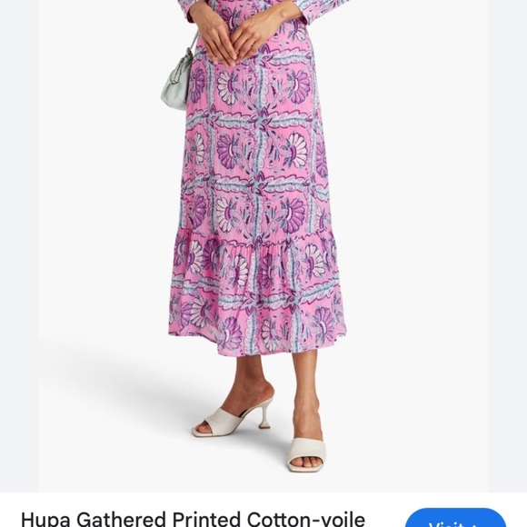 Free People ANTIK BATIK Hupa Gathered Printed Cotton-Voile Maxi Dress XS - Picture 3 of 7